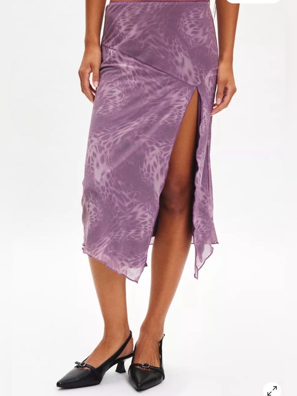 Urban Outfitters Silence + Noise Mesh Midi Skirt • Lavender/Mauve • High Slit •